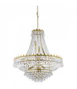 Suspension 13 ampoules Versailles, en or et cristal
