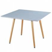 Table 80x80 cm Gris avec pieds en bois de hêtre gris