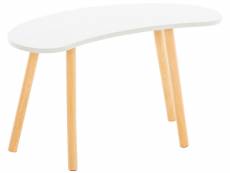 Table basse de salon asta avec plateau forme haricot en mdf et pieds en bois de hêtre , blanc