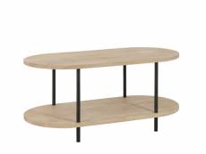 Table basse en bois de manguier à double plateau et en métal - sali