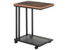 Table basse table d'appoint vintage style industriel étagère acier noir mdf coloris boisé