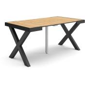 Table console extensible, Console meuble, 160, Pour 8 personnes, Pieds bois massif, Style moderne, Chêne - Skraut Home