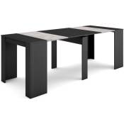 Table console extensible, Console meuble, 220, Pour 10 personnes, Table à Manger, Style moderne, Noir - Skraut Home