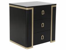 Table de chevet / table de nuit en bois coloris noir et métal doré - longueur 50 x hauteur 40 x profondeur 50 cm