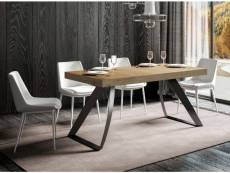Table design 160 cm chêne clair et pieds métal incurvés
