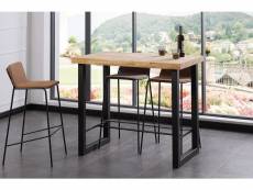 Table haute en bois coloris chêne nordique / pieds noir - longueur 120 x profondeur 70 x hauteur 100 cm