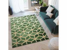 Tapiso tapis salon chambre poil court turmalin vert doré design hexagones 300x400 cm MP98A GREEN 3,00*4,00 TURMALIN GPL