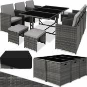 Tectake - Salon de jardin malaga 10 places avec housse de protection - mobilier de jardin, meuble de jardin, ensemble table et chaises de jardin