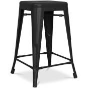 Tolix Style - Tabouret de bar - Design industriel - Acier mat - 60cm - Nouvelle édition - Stylix Noir - Acier, Metal - Noir