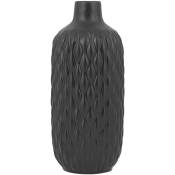 Vase Décoratif de Forme Cylindrique Bouteille fabriqué en Grès Noir de 31 cm de Hauteur au Style Moderne Beliani Noir