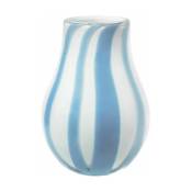 Vase en verre soufflé bleu et blanc Ada Stripe - Broste