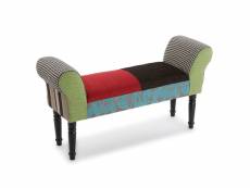 Versa green patchwork banquette tabouret banc chaise longue pour le salon chambre bureau, avec accoudoir, dimensions (h x l x l) 53 x 32 x 100 cm, cot