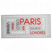 Ac-déco - Tapis de décoration noms de villes - L 120 x l 50 cm - Gris clair - Livraison gratuite