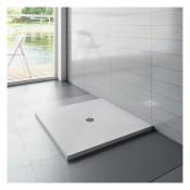 Aica receveur de douche 80x80cm carré Extra plat Blanc antiderapant avec une grille en Inox