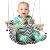 AIYAPLAY Balançoire pour bébé siège bébé balançoire avec barre de sécurité et corde réglable de 110 à 180 cm en tissu bleu