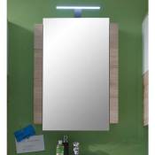 Armoire de toilette à led 1 porte blanc et chêne clair avec miroir Masie