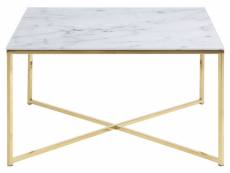 Boboxs table basse carrée daniel effet marbre blanc et pieds or