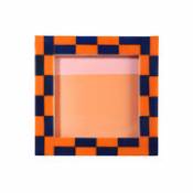 Cadre-photo Check Square / 13 x 13 cm - Polyrésine - & klevering orange en plastique