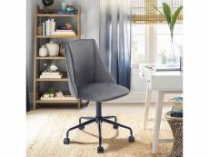 Chaise de bureau scandinave hauteur ajustable pivotant à roulettes en velours gris
