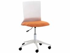 Chaise de bureau sur roulettes moderne pivotante hauteur réglable plastique blanc et tissu orange bur10491