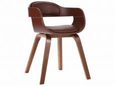 Chaise de salle à manger design moderne bois courbé et synthétique marron cds020049