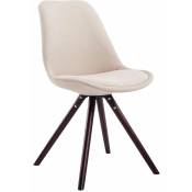 Chaise moderne avec des jambes en bois foncé rond et un siège de tissu de différentes couleurs colore : Crème