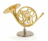 Cor Miniature - Laiton Couleur dorée - Objet de décoration - Cadeau Musique - Livré dans Son Coffret avec Support - Hauteur 6 cm Largeur 8 cm
