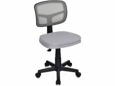 Costway chaise de bureau à roulettes sans accoudoirs hauteur réglable dossier maille respirant support en y ,49x43x79-91cm (gris)