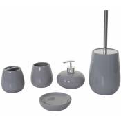 Décoshop26 - Set de 5 accessoires de salle de bain en céramique pour salle de bain gris