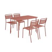 Ensemble de jardin en acier terracotta table rectangulaire 4 chaises