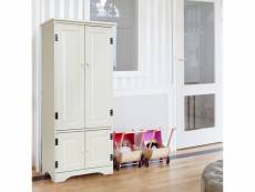 Giantex armoire de chambre en bois de style vintage pour rangement avec 2 etagères réglables à 5 positions en bois 55 x 30,5 x 124,5cm