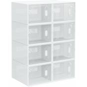 Homcom - Lot de 8 boites cubes rangement à chaussures modulable avec portes transparentes - dim. 25L x 35l x 19H cm - pp blanc transparent