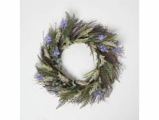 Homescapes couronne de fleurs artificielles violettes, 56 cm AP1674