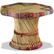 Inlife - Table basse Bambou avec Détails Chindi Multicolore