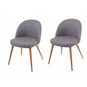 Jamais utilisé] 2x chaise de salle à manger HHG 094, fauteuil, style rétro années 50, en tissu gris foncé - grey