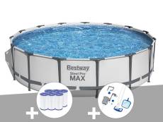 Kit piscine tubulaire Bestway Steel Pro Max ronde 4,57 x 1,07 m + 6 cartouches de filtration + Kit d'entretien