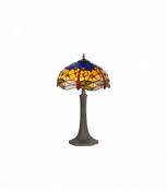 Lampe de table Tiffany Clio 2 Ampoules Orange/Bleu 38 Cm