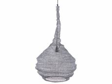 Lampe suspension métal gris blanchi diamètre 47cm