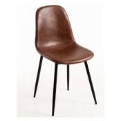 Les Tendances - Chaise simili cuir marron vintage et