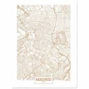 Liège carte sérigraphiee ville Madrid fond blancMarco - Sans cadre, Tamaño - 45x60cm