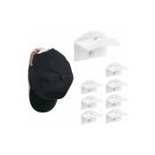 Linghhang - Crochets muraux adhésifs pour chapeau (lot de 10) - Conception simple de porte-chapeau, pas de perçage, porte-chapeau robuste - White