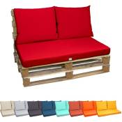 Linxor - Kit de coussins et assise déhoussables pour palette - Rouge Rouge
