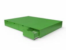 Lit double avec rangement tiroirs cube 140x200 vert