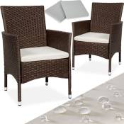 Lot de 2 fauteuils de jardin en rotin Résine tressée résistante de grande qualité Montage facile - marron/beige