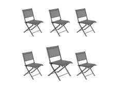 Lot de 6 chaises d'extérieur pliantes,anthracite,textilène argent et noir. U79112516