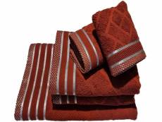 "lot de serviettes jacquard rouge dimensions - taille unique" LOTSERV_JACQ_ROU