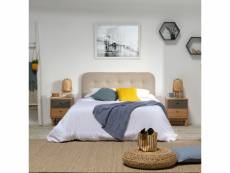 Marckonfort tête de lit tapissée saona 150x60 cm couleur beige, rembourré avec de la mousse, boutons en capitonné, 8cm d'épaisseur, système de fixatio