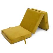 Matelas Pliable Invité - Matelas futon pliant confortable 2 en 1 pour intérieur - Canapé-lit pour adultes et enfants - Curcuma(198x66x14 cm) - Loft 25