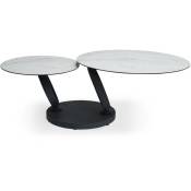 Melya - Table basse ronde à plateaux rotatifs en céramique