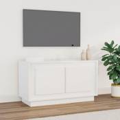 Meuble tv blanc brillant 80x35x45 cm bois d'ing�nierie